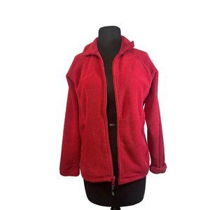 Columbia Womens Full Zip Fleece Jacket Red Size S Soft Warm Casual Pre-Owned